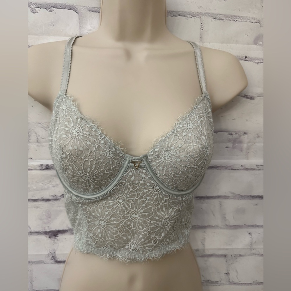 Victoria’s Secret Bra Unlined Demi Size 32DDD Corset Style Lace‎ Sexy Neglige